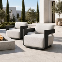 Ensemble de canapés d'extérieur de luxe, modernes, durables, avec structure en aluminium, confortables, imperméables et résistants aux UV, avec table basse, pour hôtel, villa, cour.