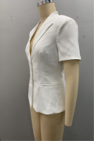 Blazer Wanita Lengan Pendek Model Jas Kerah Notch Dua Kancing Saku Samping Slim Fit Kasual Kantor Jaket Luar Wanita