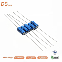 Condensateur électrolytique en aluminium à fils axiaux 100uF 25V 6,5x13mm, haute stabilité, polarisé pour carte d'alimentation à profil bas