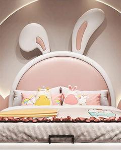 Set di Mobili <span class=keywords><strong>per</strong></span> Camera da Letto <span class=keywords><strong>per</strong></span> Bambini dal Design Moderno, Letto Singolo e Letto Principessa <span class=keywords><strong>per</strong></span> Ragazze con Design a Coniglio, Letto Girevole in Legno Morbido - Product Image 3