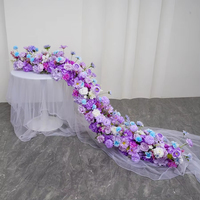 Bouquet de fleurs artificielles en soie bleu violet pour centre de table de mariage, arrangements floraux, décoration de chemin de table de mariage