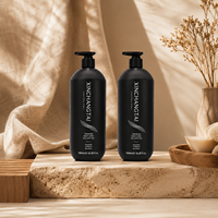 Bouteille Pompe en Plastique HDPE Vide 1000ml, Écologique, Rechargeable, Noir Mat, pour Gel Douche, Shampoing, Soin Corporel, Salle de Bain Familiale