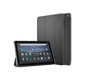 Ultra ince akıllı kapaklı kılıf tüm yeni yangın HD 10 Tablet 11th nesil yangın HD 10 artı 2021 oto Wake/uyku çocuklar PC PU malzeme