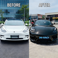 Kit de Carrocería Estilo GT4 para Tesla Model 3 2017-2023, Labio Delantero, Faldones Laterales del Parachoques Delantero, Alerón, Accesorios de Mejora Exterior