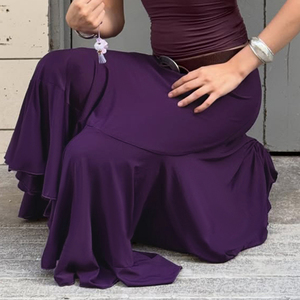 Jupe sirène mi-longue sexy violette taille haute pour femme, drapée asymétrique coupe trapèze, idéale pour les vacances - Product Image 5