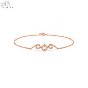Newest Products Classic Rose Cut Diamond Ladies Daily Jewelry 18K Rose <b>Solid</b> <b>Gold</b> Real Natural Diamonds Chain Link Bracelet - Product Image 1