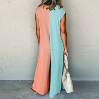 Combinaison plissée sur mesure OEM pour femme, sans manches, à blocs de couleur, coupe large, style Miyake, boutonnée, côtelée, une pièce, plissée, type survêtement