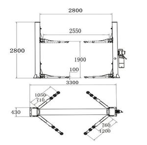 <span class=keywords><strong>Elevador</strong></span> Hidráulico de <span class=keywords><strong>Dos</strong></span> Postes de Alta Calidad con Doble Cilindro, Capacidad de 4000 kg, 110V-380V, Altura de Elevación de 1900 mm, Motor de 2.2 kW, Baja Altura de Elevación - Product Image 5