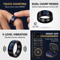 Anillo Contador de Tasbeeh Inteligente ITasbeeh Salam Smart Qibla SQ666 con Control por Aplicación, Reloj Despertador, Regalo Musulmán para Eid y Ramadán