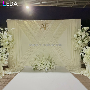 Cortina Cuadrada de Tela de Seda Beige para Decoración de Eventos y Fiestas en Interiores, Marca LEDA, Ideal para Bodas - Product Image 4