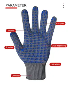 Trung Quốc bán buôn grey sợi & Blue Dot <span class=keywords><strong>Latex</strong></span> chấm đan găng tay an toàn màu xanh keo PVC chấm vườn làm việc găng tay - Product Image 6