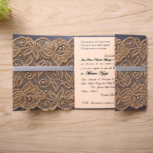 Carte d'invitation élégante de ruban découpé au <span class=keywords><strong>laser</strong></span> de <span class=keywords><strong>dentelle</strong></span> de fleur de tri pli pour l'anniversaire de <span class=keywords><strong>mariage</strong></span> doux 15 16 - Product Image 3