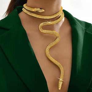 Collana Lunga Regolabile Multiuso, Colore <span class=keywords><strong>Oro</strong></span> e Argento, Collana a Serpente Flessibile, Gioielli per Donne e Uomini - Product Image 1