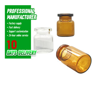 Clear Amber Glass Vials <b>Bottle</b> With <b>Plastic</b> Cap for Liquid and Powder Packing Amber Glass Vials for Medicine - Product Image 2