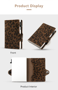 Leopard Print RFID Blocking <b>Card</b> <b>Holder</b> <b>Wallet</b> Slim Automatic <b>Card</b> Release Button Closure Credit <b>Card</b> Case - Product Image 2