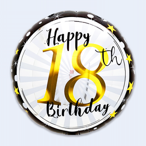 Party Love Happy 18Th Birthday <b>Balloon</b> 45X53Cm <b>Round</b> Mylar Metallic Party Decoration For Teenagers Birthday Celebration - Product Image 1