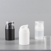 Flacons pompe sans air vides pour sérum, lotion, crème de soin de la peau, forme ovale, corps blanc, bouchon transparent, 50 ml, 100 ml, logo personnalisé