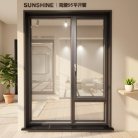 Ventanas Modernas de Aluminio Aisladas Térmicamente Sunshine USA, Doble Acristalamiento, Resistentes a Huracanes, Silenciosas, con Persianas Integradas, para Viviendas
