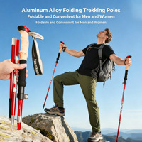 Bâtons de randonnée modernes en alliage d'aluminium, pliables en 5 sections, poignée en EVA, pointe en tungstène réglable, poignée antidérapante, portables pour la randonnée et le camping