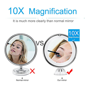 Miroir de maquillage flexible grossissant 10x miroir de courtoisie à écran tactile éclairé de 14 LED miroir cosmétique de <span class=keywords><strong>coiffeuse</strong></span> portable - Product Image 4