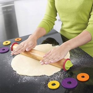 Rouleau à pâtisserie en bois réglable pour Noël, idéal pour la cuisson de pizzas, la pâte à sucre et la pâtisserie, avec mesures, accessoires de cuisine - Product Image 2