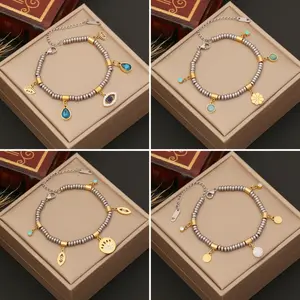 Nouveaux bijoux transfrontaliers Bracelet en acier inoxydable de mode Bracelet d'oeil personnalisé Bracelet de fleur de goutte d'eau B368