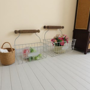 Handmade phong cách hiện đại dây lưới giỏ lưu trữ với tay cầm bằng gỗ cho trang trí nội thất - Product Image 2
