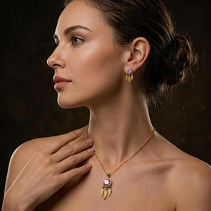 Juego de Joyería Atrapasueños Chapado en Oro Rosa con Circonitas y Cadena de Acero Inoxidable - Product Image 2