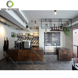 Design d'intérieur moderne pour café, comptoir de bar à café personnalisé, mobilier avec vitrine de style bois pour café - Product Image 5