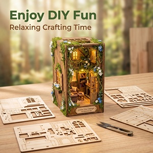 Hamaileon Magic Vine House, Kit de Bricolaje 3D en MDF para Rincón de Lectura, Miniatura de Cabaña de Madera, Sujetalibros <span class=keywords><strong>con</strong></span> LED, Modelo Artesanal para Montar en la Pared, Impresión UV - Product Image 5
