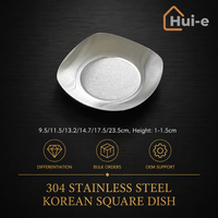 Assiette de service carrée moderne en acier inoxydable 304 poli pour hôtels et restaurants, compatible lave-vaisselle, présentation de desserts