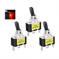 Interrupteur à bascule LED 12V 30A robuste 3 broches ON/OFF SPST IP40 pour voiture, camion, avec couvercle LED rouge, bleu, blanc 24V