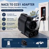 Adaptateur de chargeur EV NACS vers CCS1, haute puissance 500A, convertisseur rapide DC, broches plaquées argent, certifié UL CE FCC