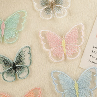 Etiquetas Bordadas con Diseño de Mariposa, Adornos para Prendas DIY, Parches Bordados Termoadhesivos
