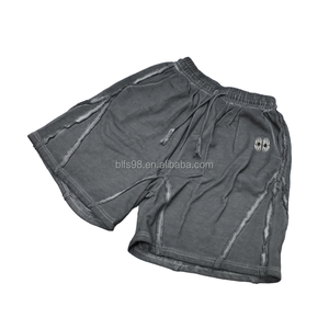 Men's Plus Size Gray Printed Shorts With Elastic Waist And Pockets Casual Style Breathable Knitted Fabric Shorts - Product Image 4