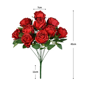 Bouquet de roses artificielles Dongchen Crafts, 10 têtes, fleurs en soie rose pour mariage et décoration intérieure, diamètre 7 cm - Product Image 5