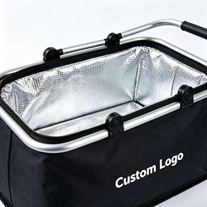 Portable Collapsible Picnic Basket Durable Storage Bag Custom Brand Logo Folding Tote for Camping Travel Grocery Shopping Use - Product Image 2