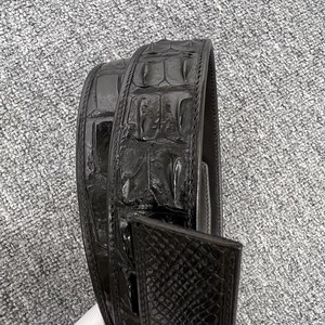 Cinturón clásico de cuero para hombre sin hebilla, nuevo modelo con correa automática de cuero genuino de cocodrilo - Product Image 6