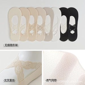 2026 Spring/Summer New Ultra-Thin Ice Silk Invisible Stockings, Cotton Fleece T-Sole, <b>Lace</b> Cross-Strap Ballet Style Single Shoes - Product Image 5