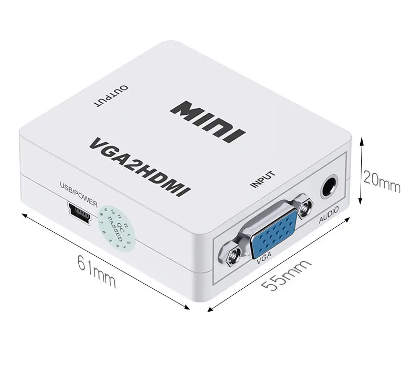 Bộ Chuyển Đổi VGA Sang HDMI HD Mini Đầu Cái Nhỏ Gọn Màu Trắng Bộ Chia Video VGA Bộ Chuyển Đổi VGA Sang HDMI 1960*1080P @ 60Hz Cho Máy Vi Tính Màn Hình