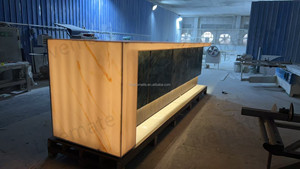Club bar conjunto de muebles hogar moderno mini Pequeña barra de Bar KTV diseño LED iluminado mármol translúcido mesa de bar para la venta - Product Image 3