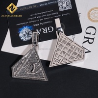 Colgante Pirámide de Ojos Malvados Personalizado, Estilo Hip Hop, con Incrustaciones de Moissanita, Bañado en Rodio Negro y Oro Blanco S925