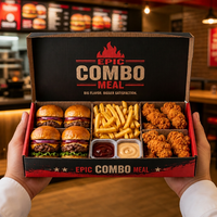 Boîte à emporter pour la restauration rapide, personnalisée, avec laminage mat, biodégradable, respectueuse de l'environnement, en papier ondulé de qualité alimentaire, pour les hamburgers frits