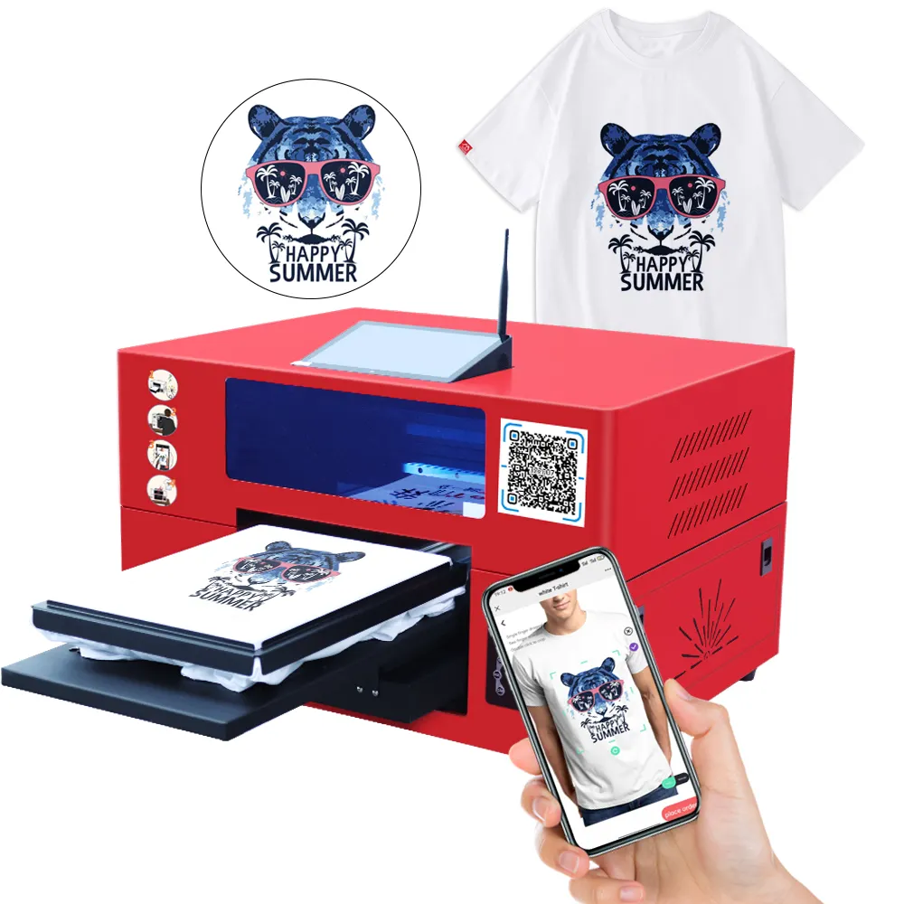 Unggah Gambar Cetak Kompatibel dengan IOS Android dan WiFi Cloud Kustom Kaus Printer Cetak