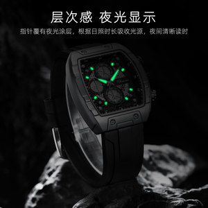 Montre chronographe à quartz de luxe pour homme CHENXI 941, étanche, bracelet en silicone, affichage analogique, 43 mm, tonneau <span class=keywords><strong>Chenlong</strong></span> - Product Image 4
