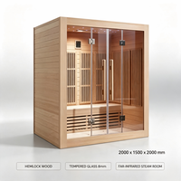 Salle de sauna en bois de pruche de grande capacité, infrarouge lointain et vapeur, pour gymnases, hôtels, bien-être à domicile