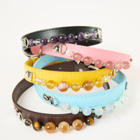Collier pour animaux de compagnie fait main en cristaux naturels de guérison, bijoux multicolores en pierres précieuses pour chiens et chats, collier énergétique et bien-être pour animaux, breloque en cristal