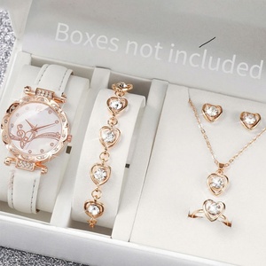 Heart Jewelry <b>Watch</b> Set Women Quartz Wristwatch Necklace Earrings <b>Ring</b> Bracelet Gift Set - Product Image 5