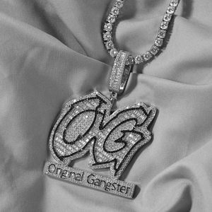 สร้อยคอจี้ Urban Fashion Bling OG แบบ Iced Out สไตล์แก๊งสเตอร์สุดเท่ ประดับเพชรทรงบาแกตต์ ฮิปฮอป สีดำ CZ เครื่องประดับผู้ชาย - Product Image 4