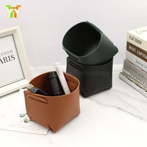 Pu Leather Pencil <b>Holder</b> Organizer Remote <b>Control</b> Storage Box Desktop Makeup Brush Tray - Product Image 5